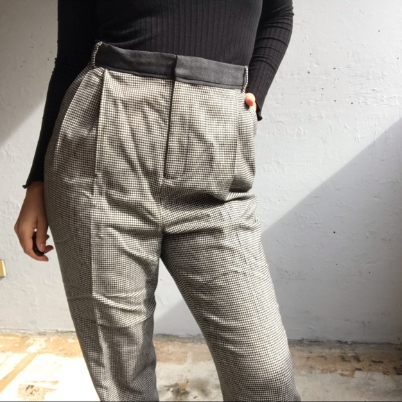 gingham high waisted trousers - Picture 3 of 16